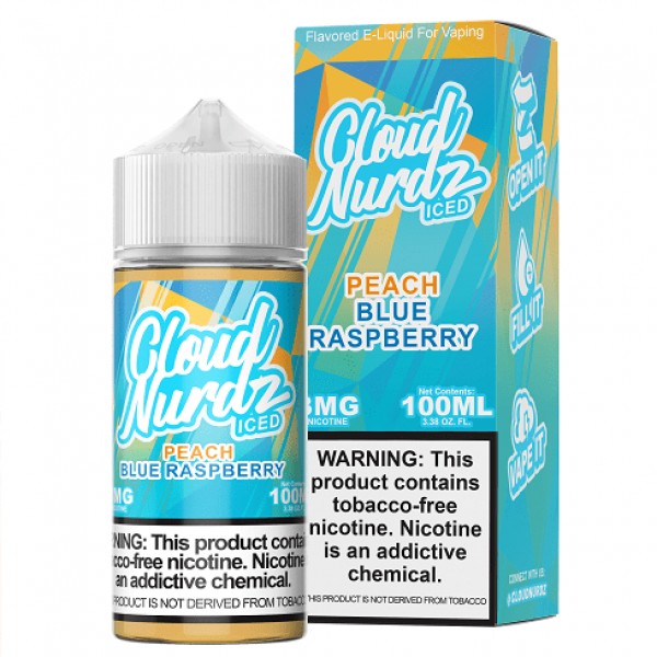 Iced Peach Blue Raspberry 100ml Synthetic Nic Vape Juice - Cloud Nurdz