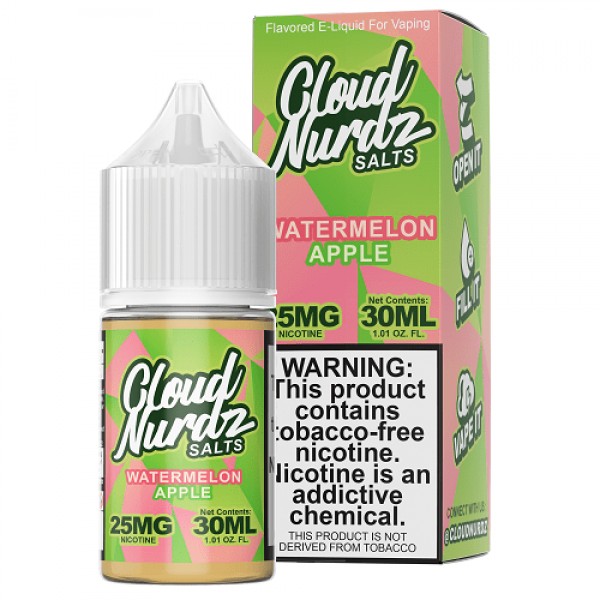 Watermelon Apple 30ml Synthetic Nic Salt Vape Juice - Cloud Nurdz