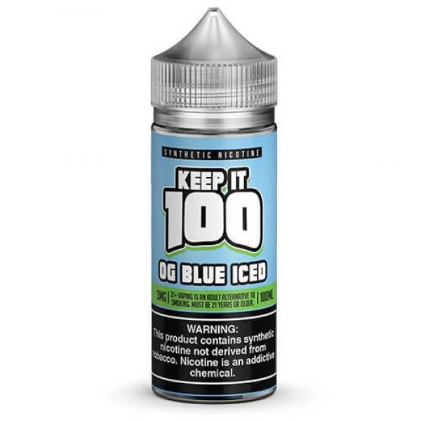 OG Blue Iced 100ml Synthetic Nicotine Vape Juice - Keep It 100