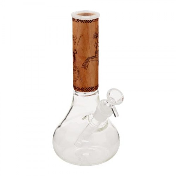 Mini Glass Beaker Bong w/ Wood Accent
