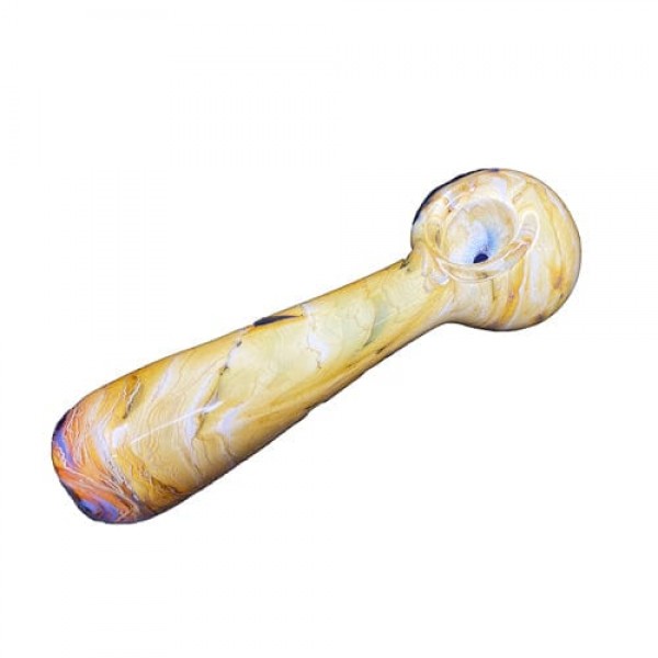 Handmade Glass Hand Pipe w/ Marbled Glass Work