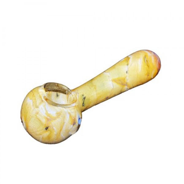 Handmade Glass Hand Pipe w/ Marbled Glass Work