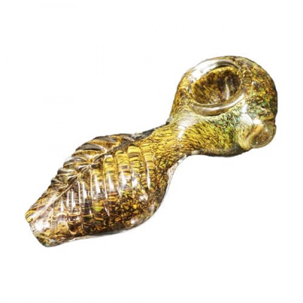 Handmade Glass Hand Pipe w/ Gold Fumed Accents