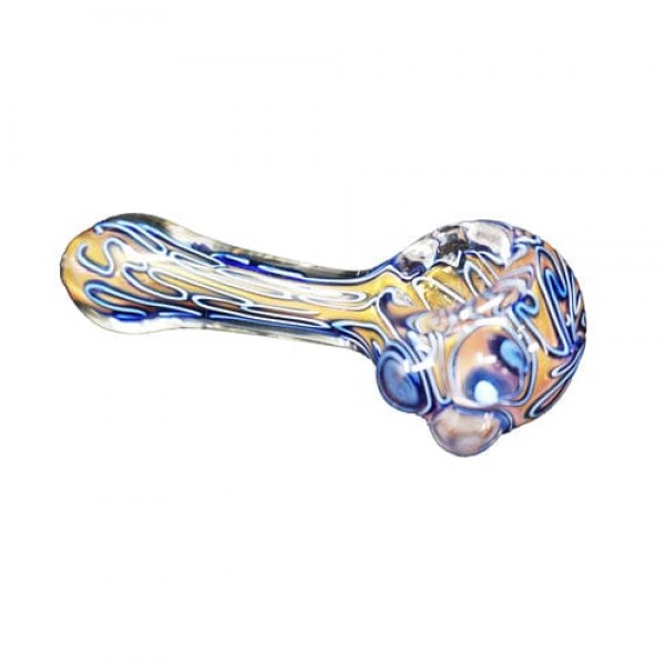 Blue & Yellow Fumed Handmade Glass Spoon Pipe