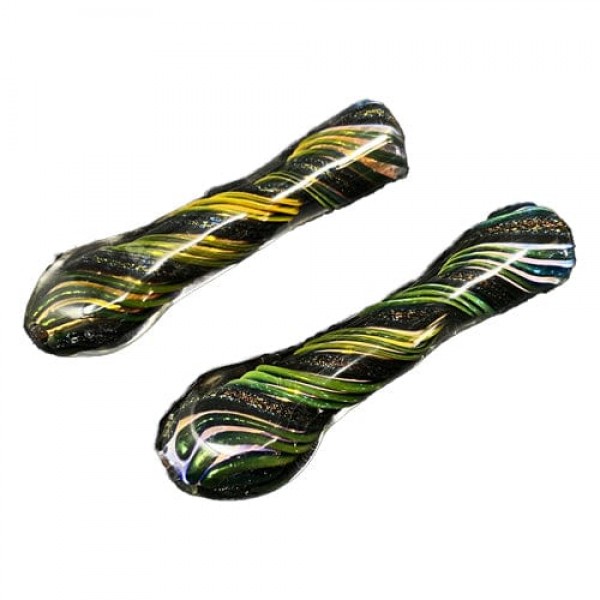 Handmade Glass Chillum w/ Dichro Sprial Accents