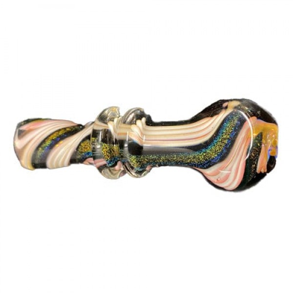 Fumed Handmade Glass Chillum w/ Swirl Dichro Accents