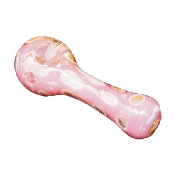 Pink Multi-Designed Handmade Glass Spoon Pipe