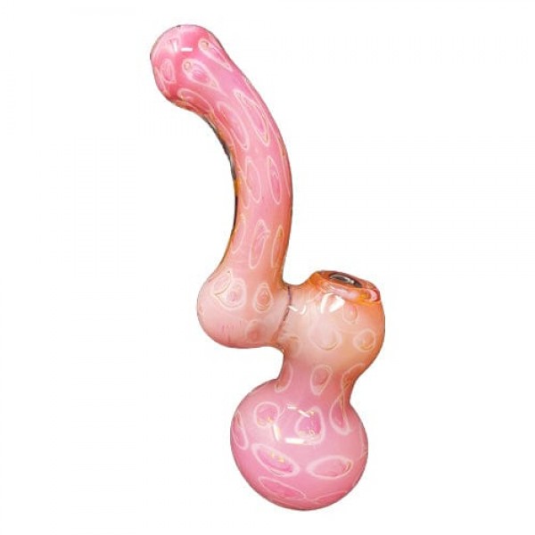 Pink Handmade Glass Bubbler w/ Accents