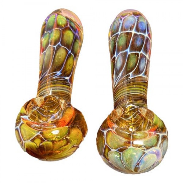 Fumed Handmade Glass Hand Pipe w/ Pattern