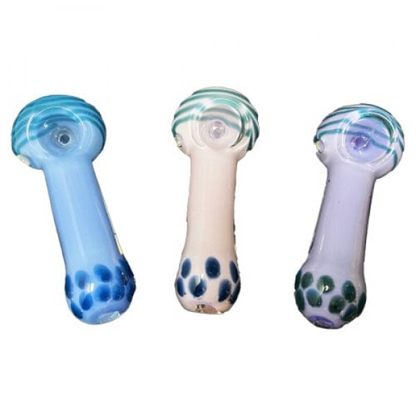 Colored Handmade Glass Hand Pipe w/ Boba Tea Accents