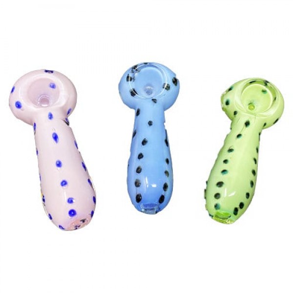 Colored Handmade Glass Hand Pipe w/ Polka Dot Accents