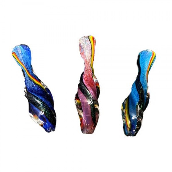 Multi-Color Dichro Handmade Glass Chillum w/ Vase Shape
