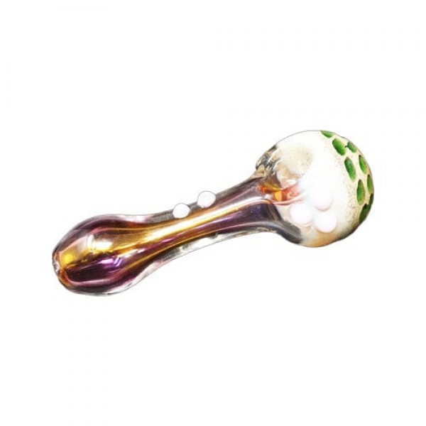 Purple Fumed Handmade Glass Hand Pipe w/ Marble Accents