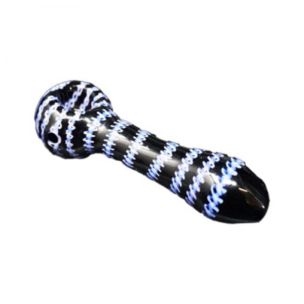 Handmade Glass Hand Pipe w/ Stitching Accents