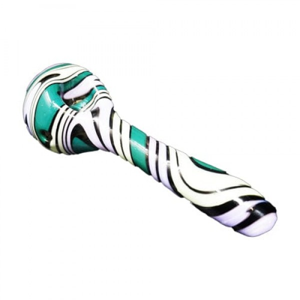 Wig-Wag Handmade Glass Spoon Pipe w/ Teal Accent
