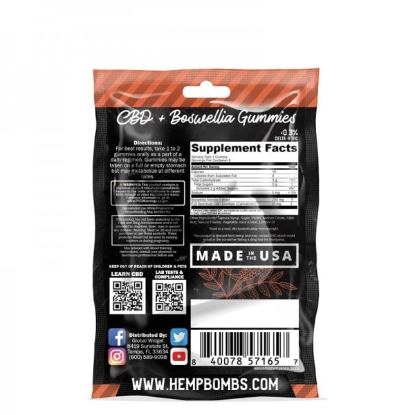 Hemp Bombs Boswellia CBD Gummies (Joint Support)