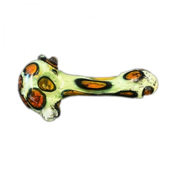 Colored Handmade Glass Spoon Pipe w/ Cheetah Print