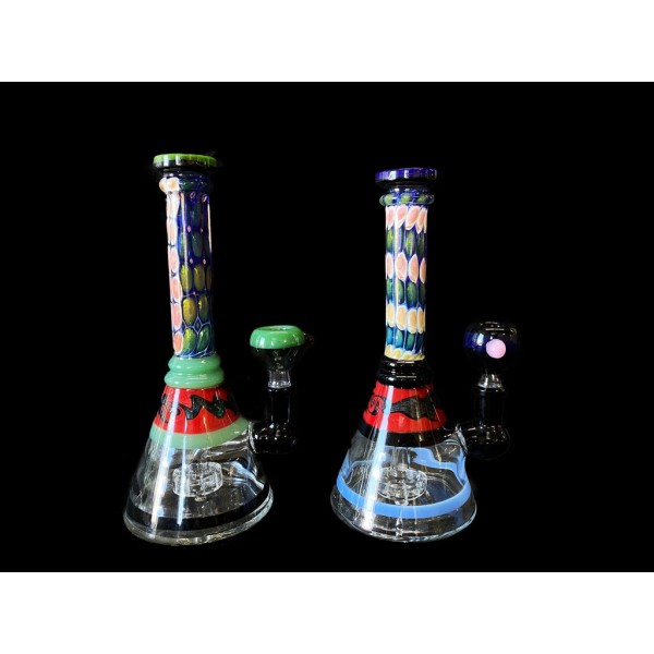 8.5" Handmade Glass Bong w/ Mini Showerhead Perc & Dichro Accents