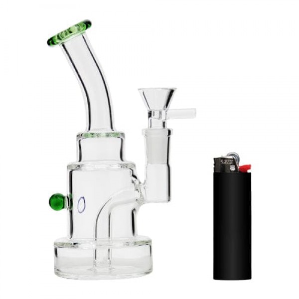 6" Glass Bong w/ Green Accent Color