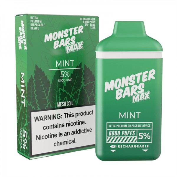 Monster Bar MAX Disposable Vape (5%, 12mL) - Mint Tobacco